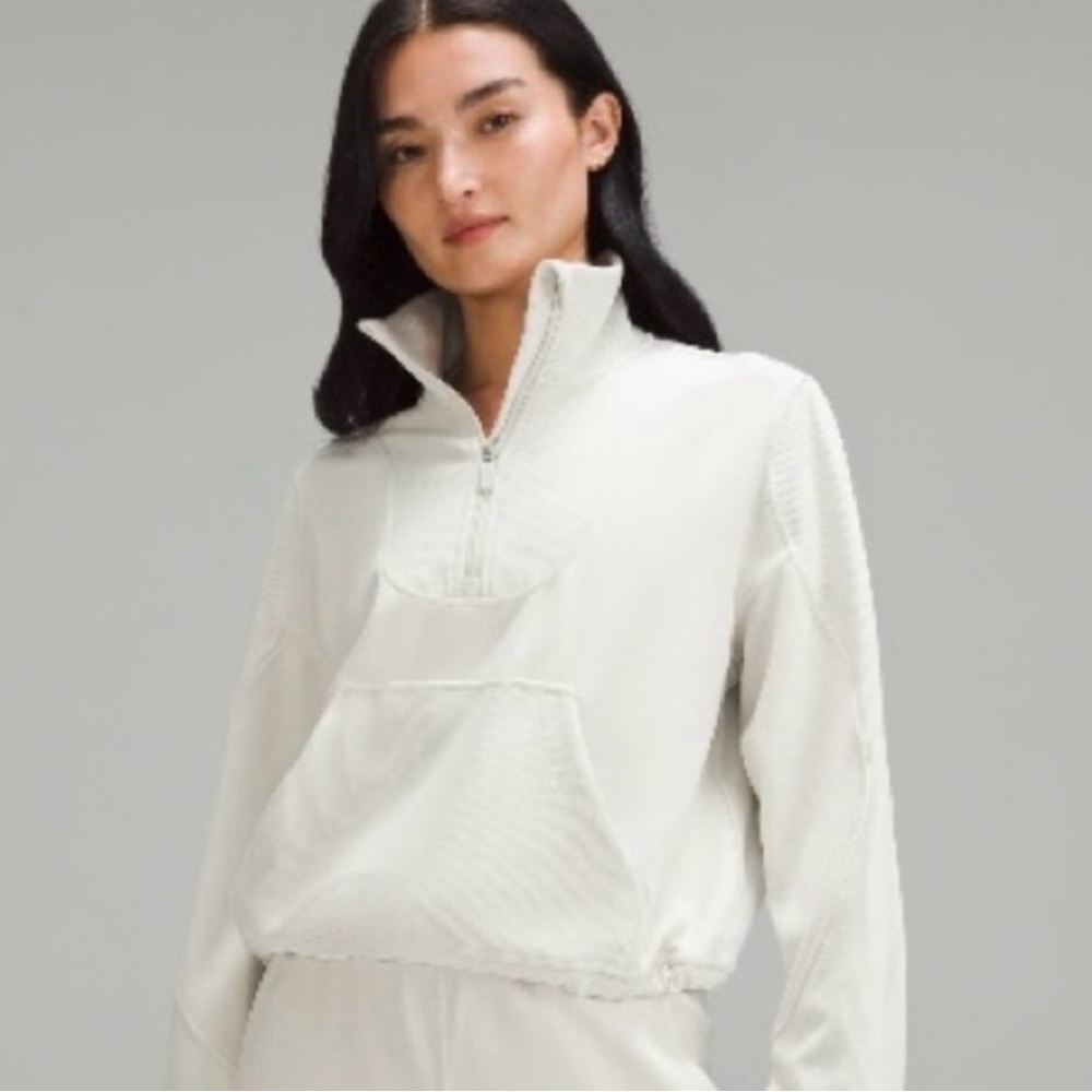 Lululemon - Brushed Softstreme Ribbed Bone Half Zip -Size 8
